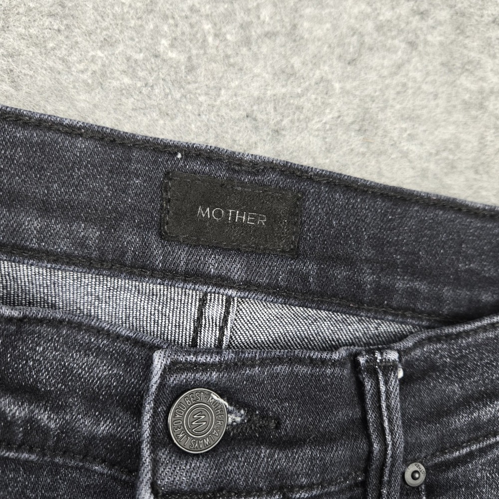 Mother Jeans Womens 28 The Weekender Fray Flare Thunder Road Black Denim Stretch - Picture 2 of 13
